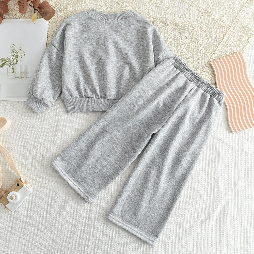 Girls' Letter Sleeve Casual Set