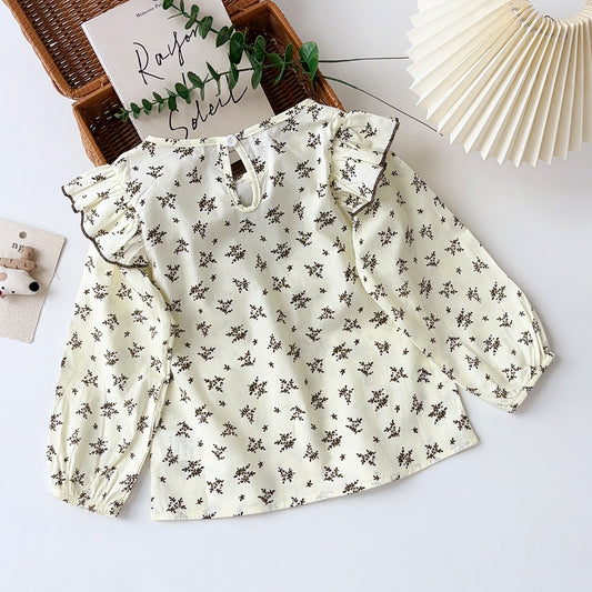 Girls' Long Sleeve Printing Cotton Blouse