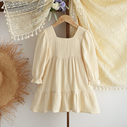 Girls' Organic Cotton Knitted Patch Comfy Dress