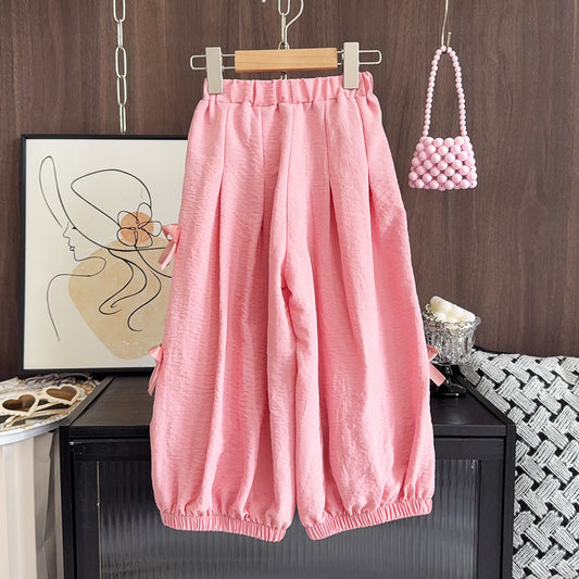 Girls' Bow-knot Loose Style Casual Trousers