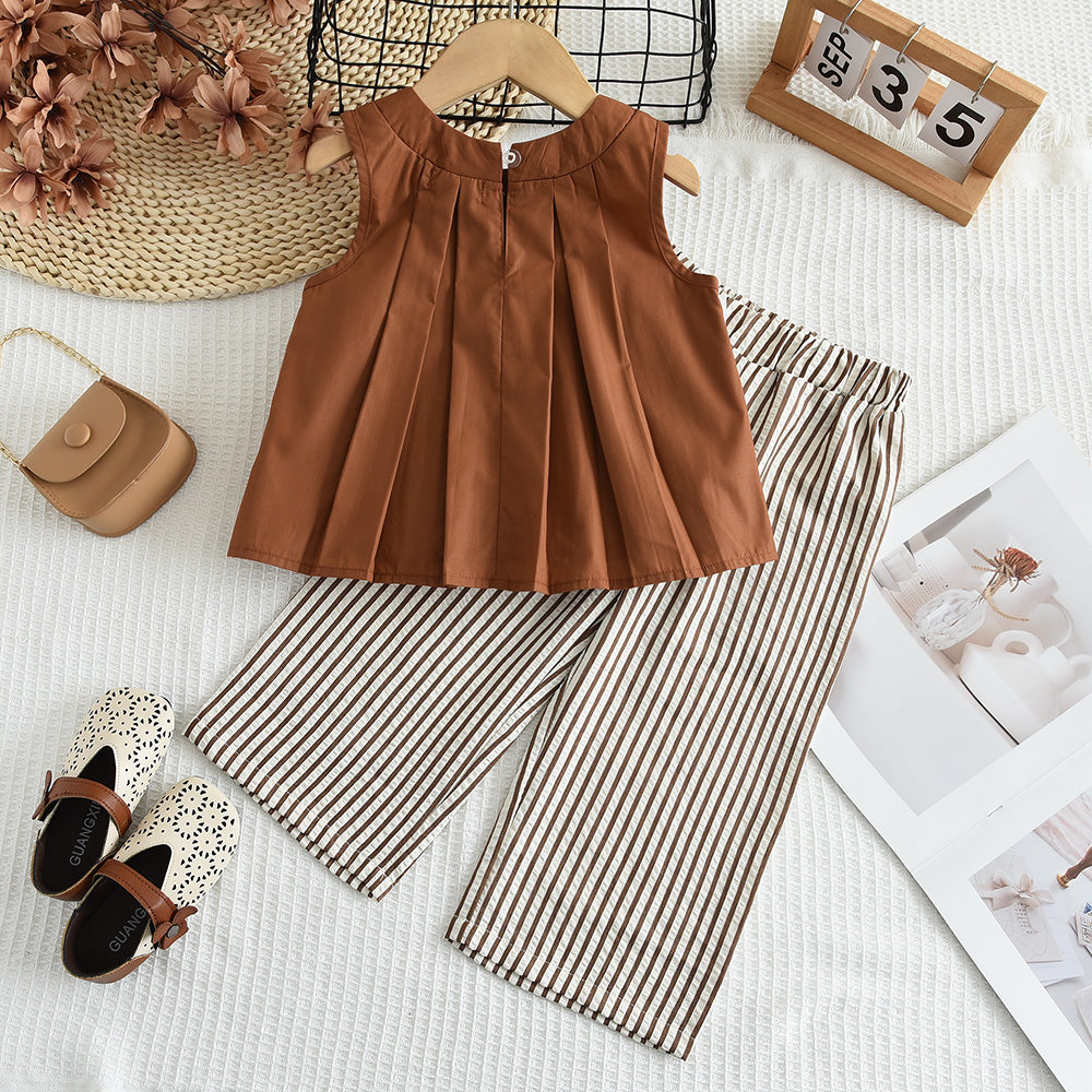 Girls' Shirt+Stripe Pant 2PCS Set