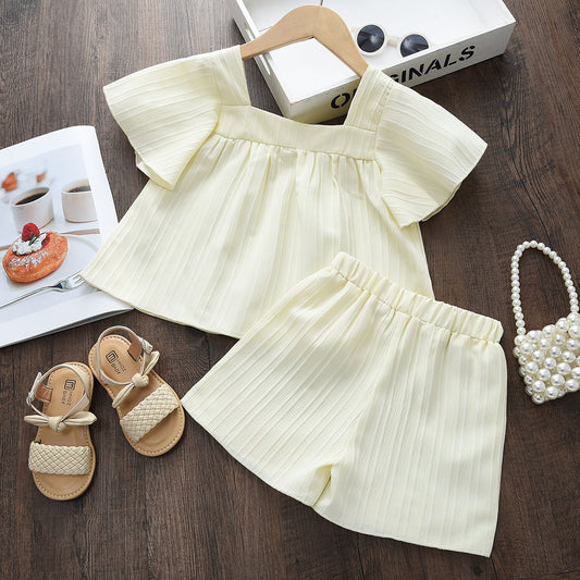 Ensemble short à patchs de style ethnique pour fille