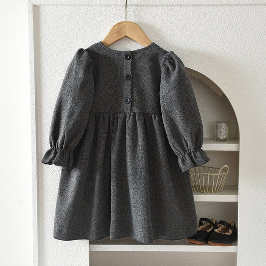 Girls' Wool Fabric Seasonal Fashion Lace Dress