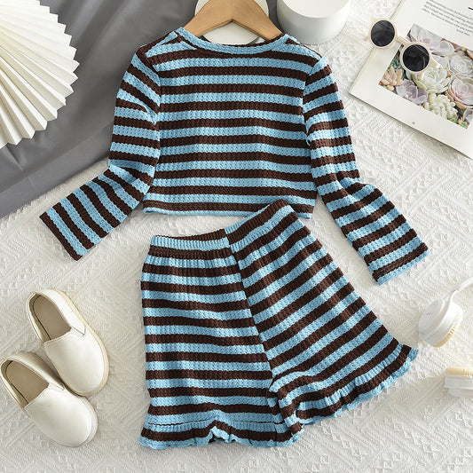 Girls' Contrast Colors Stripes Set
