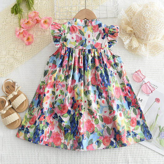 Girls' Colorful Printing Casual Dress