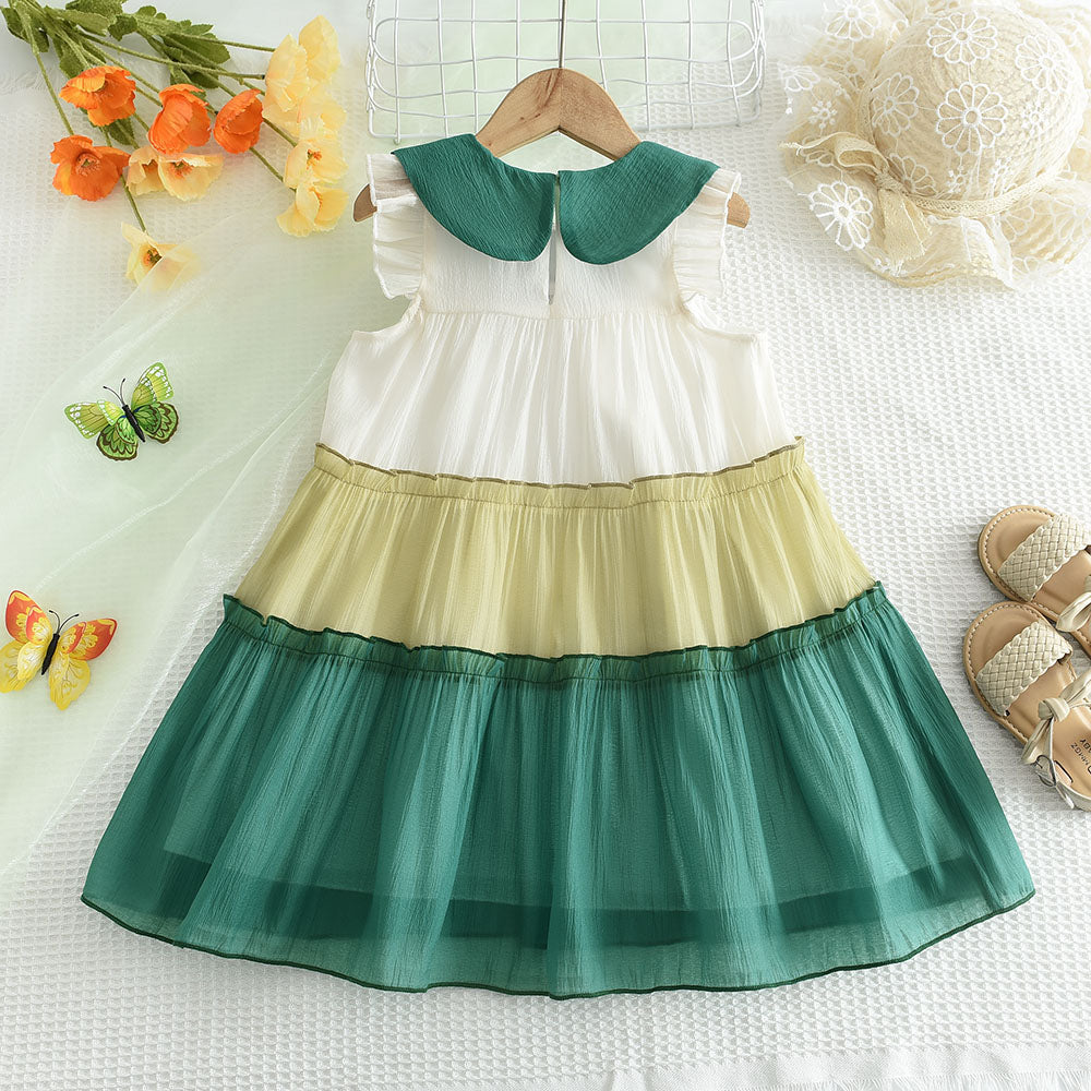 Girls' Contrast Colors Mesh Dress