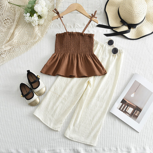 Girls' Wrinkle Sun-top+Pant Set