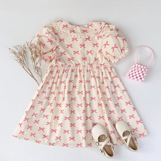 Girls' Bow-knot Printing Cute Baby Dress