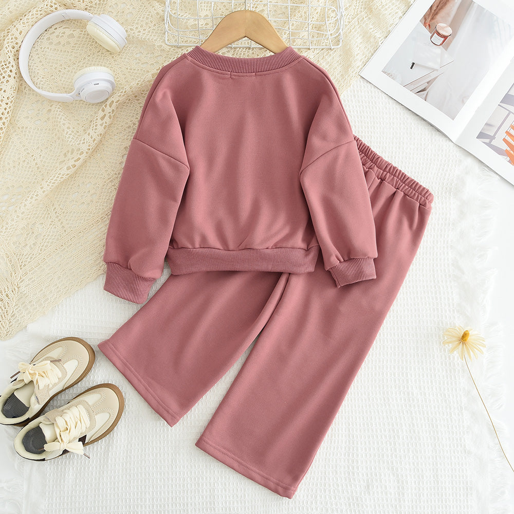 Girls' Letter Sleeve Casual Set