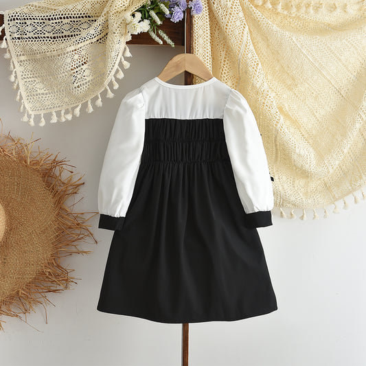 Girls' Bow-knot Patchwork Elegant Dress