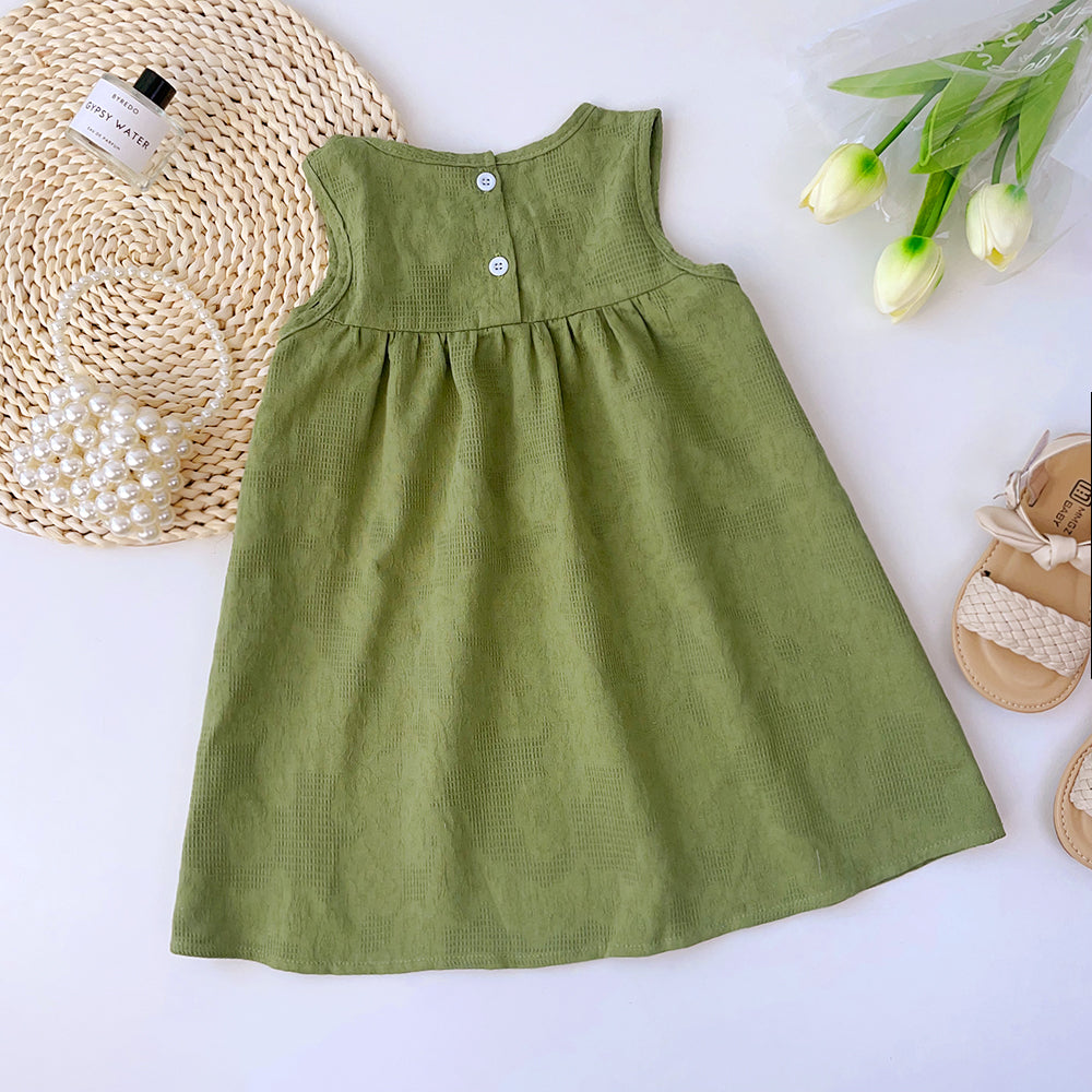Girls' Floral Embroidery Cotton Dress