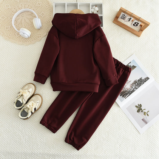 Girls' Letter Hoodie Casual Set