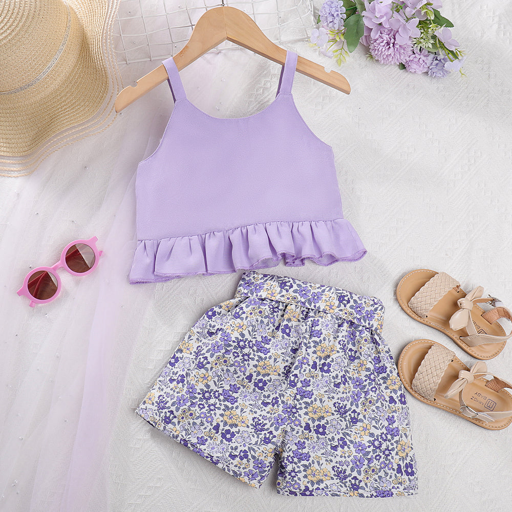 Girls' Floral Printing vacation set