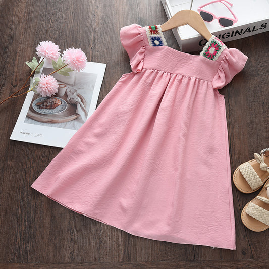 Girls' Ethnic Style Knitting Patch Dress