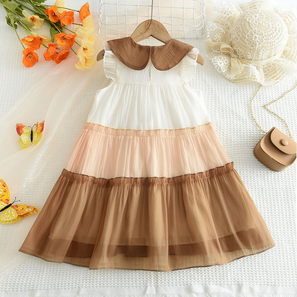 Girls' Contrast Colors Mesh Dress