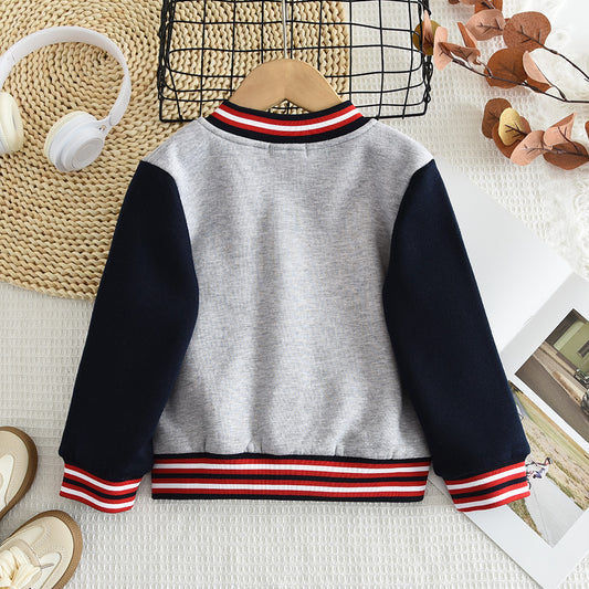 Girls' Letter Casual Coat Baseball Uniform