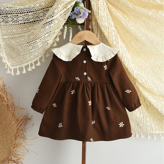 Baby Girls' Flower Embroidery Seasonal Fashion Dress