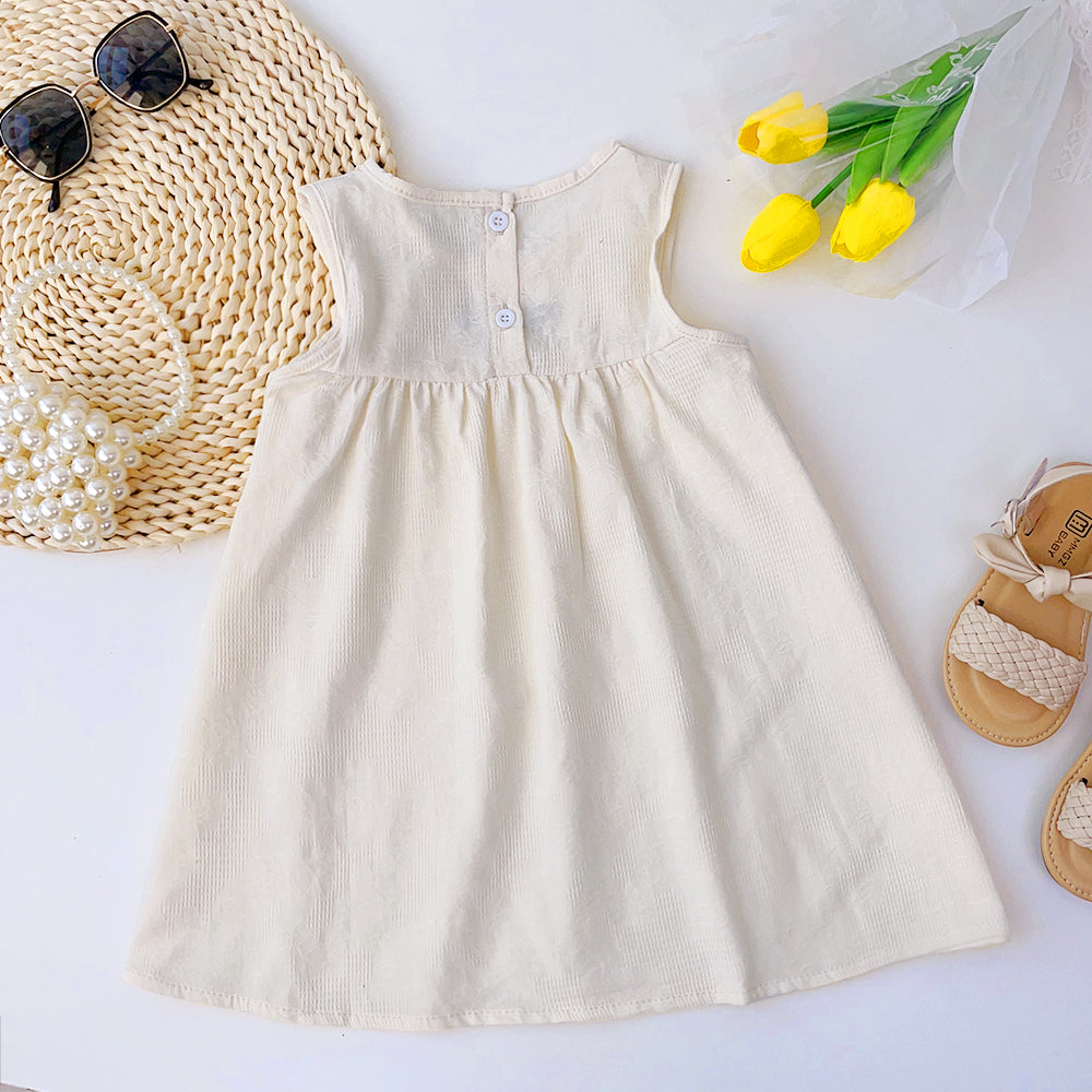 Girls' Floral Embroidery Cotton Dress