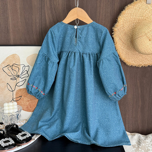 Girls' Floral Printing Vintage Dress