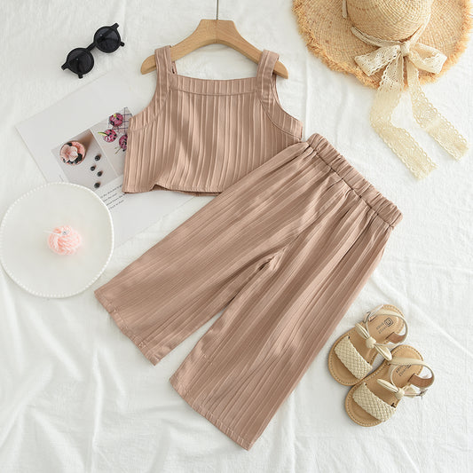 Girls' Embroidery Sun-top+Trousers Ethnic Set