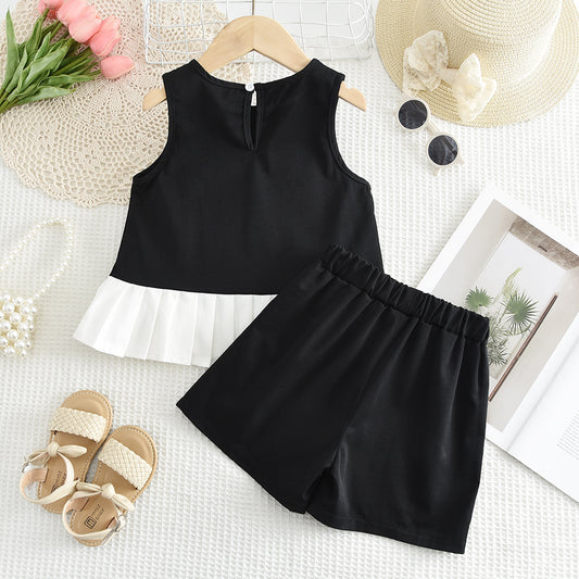 Girls' Bow-knot Top+Shorts Elegant Set