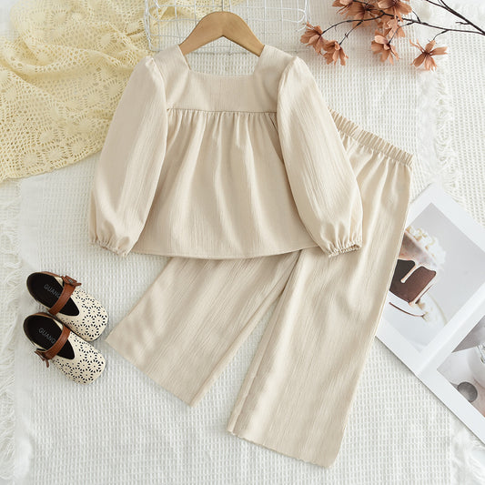 Ensemble décontracté brodé de style ethnique pour fille