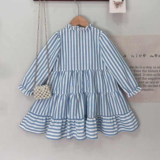 Girls' Vertical Stripes Fashion Outfit Street Dress