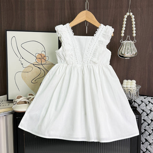 Girls' Lace Cotton Princess Dress