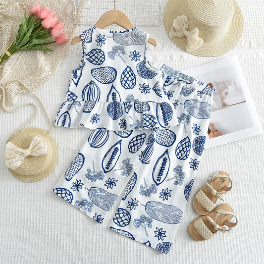 Girls' Art Printing 2PCS Vacation Set