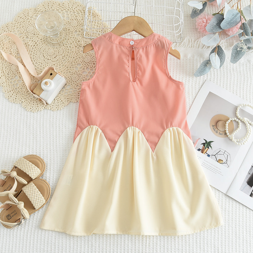 Girls' Patchwork Casual Dress