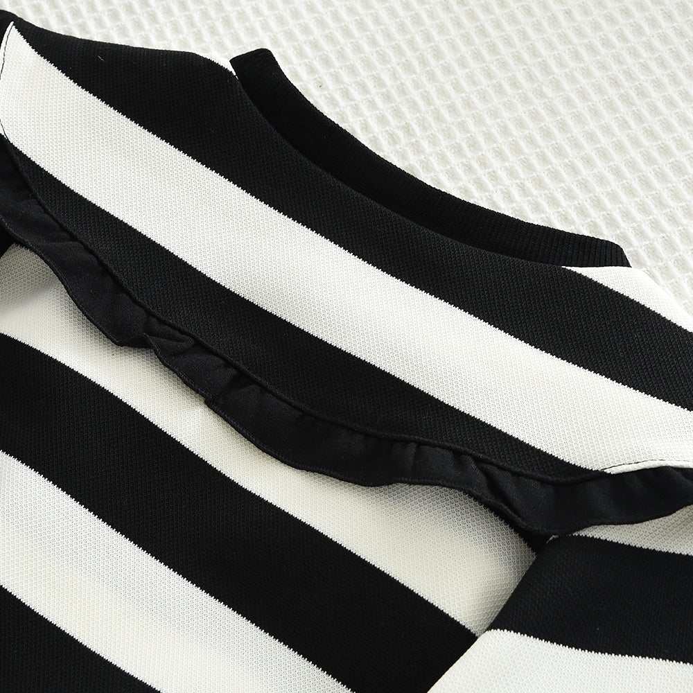Girls' Strips Top+Skirt Classic Set