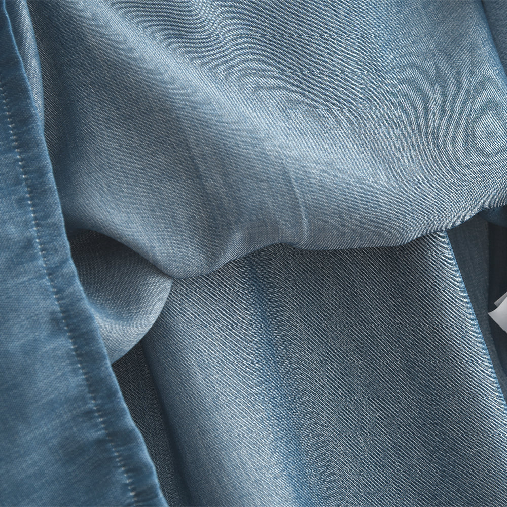 Girls' Long Sleeve Jean Blue Floral Embroidery Dress