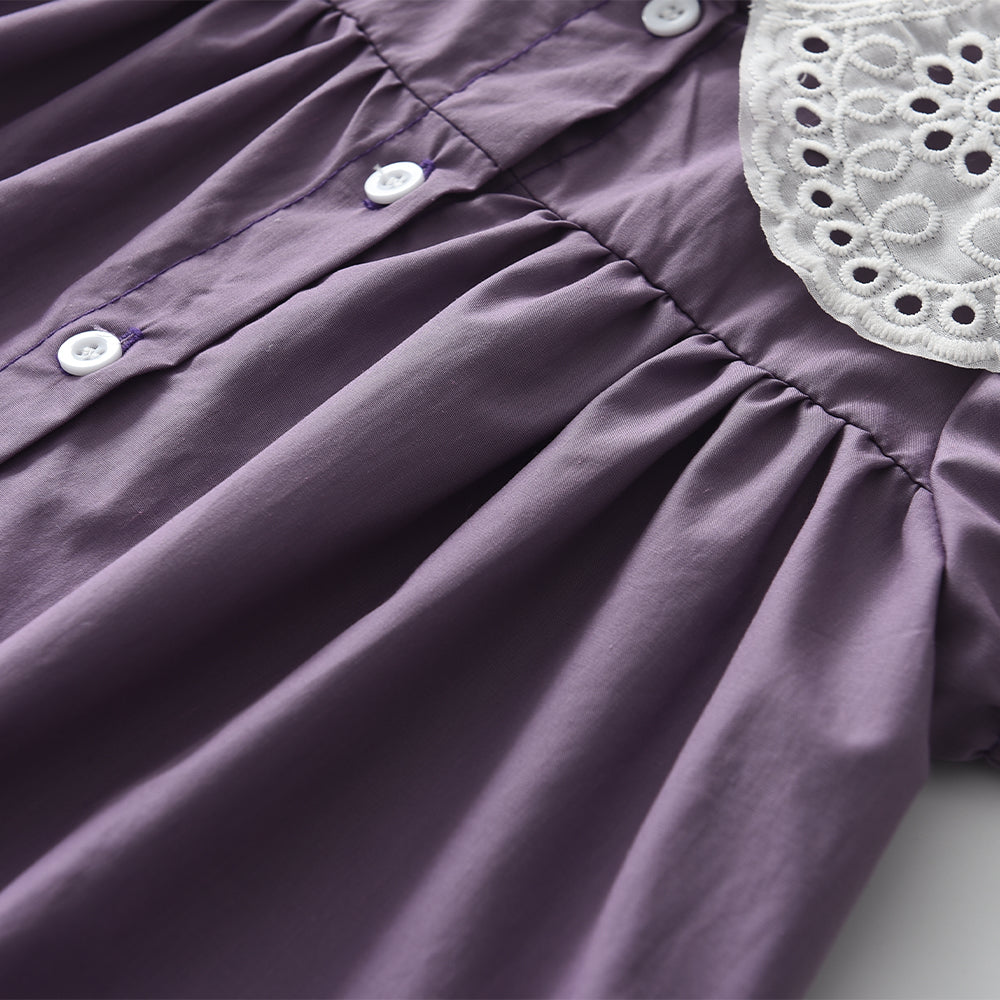 Girls' Floral Collar Cute Dress