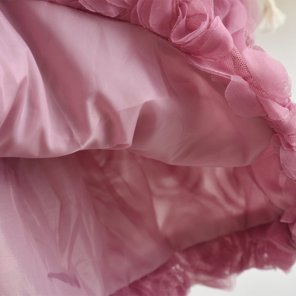 Girls' Lace Collar 3d Flowers Bow Dress Fashion Outfit