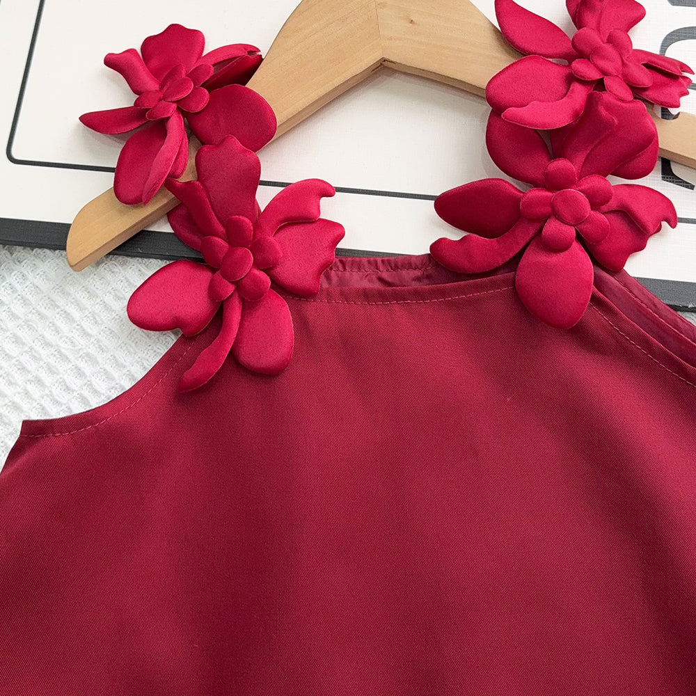 Girls' Floral Sleeve Sun Dress