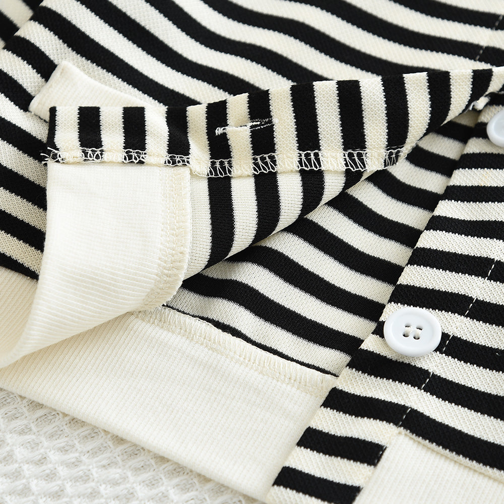 Girls' V-neck Stripes Trousers Casual Set