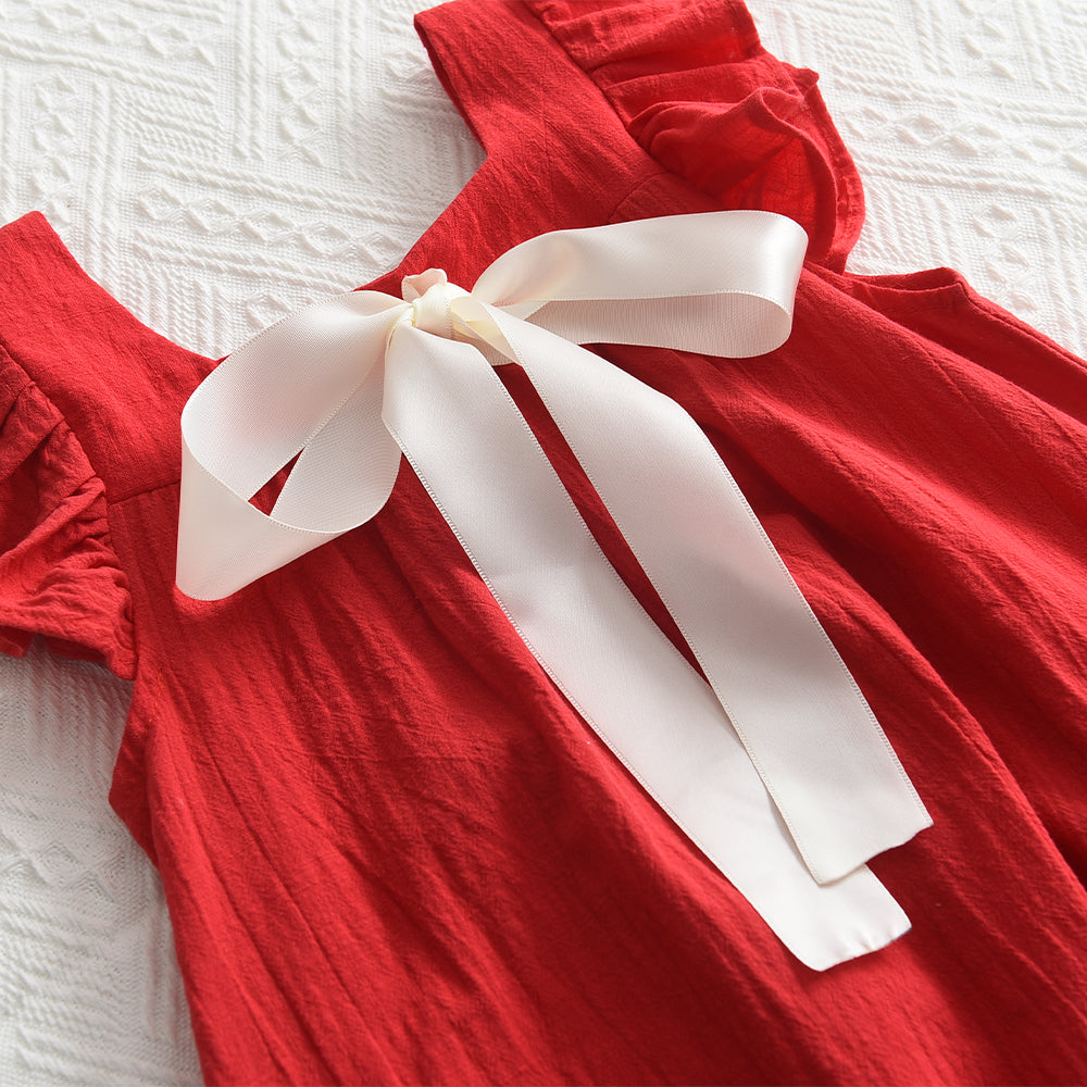 Girls' Silk Belt Vacation Cotton Dress