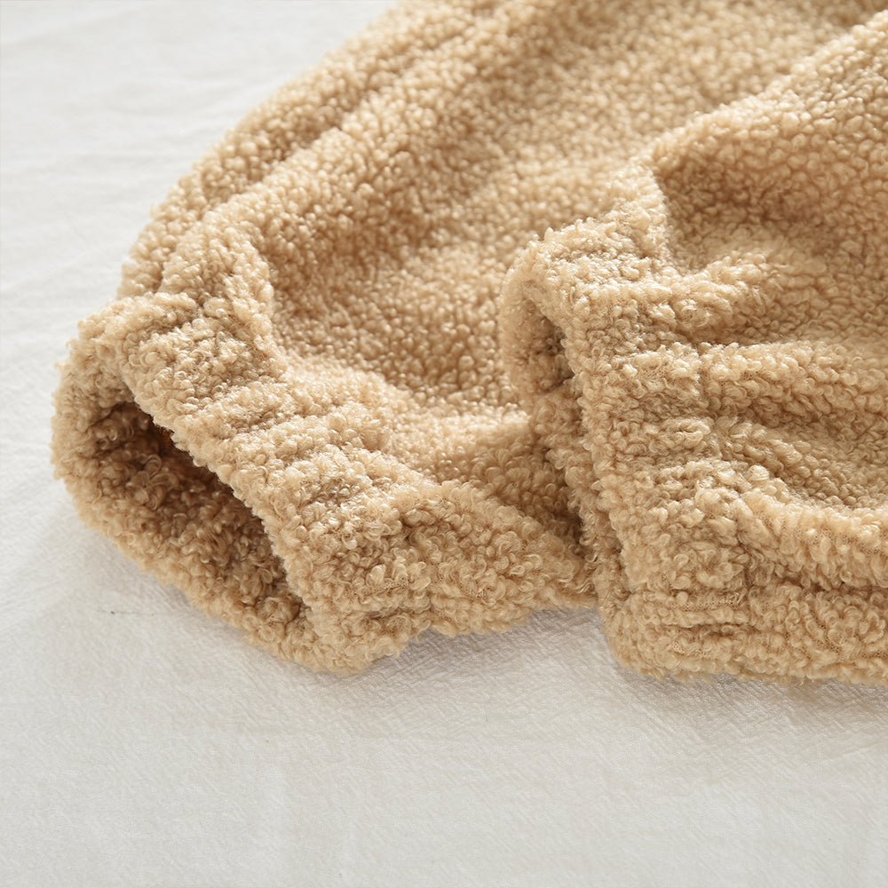 High Necked Furry Top Casual Sweatpants Christmas&New Year Warm Kid Outfit