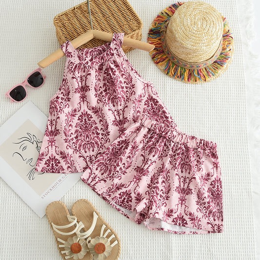 Girls' Ethnic Style Printing Vacation Set