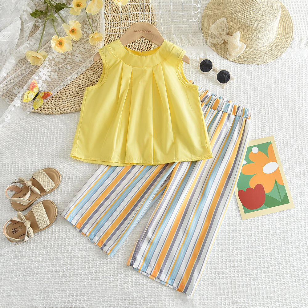 Girls' Shirt+Stripe Pant 2PCS Set