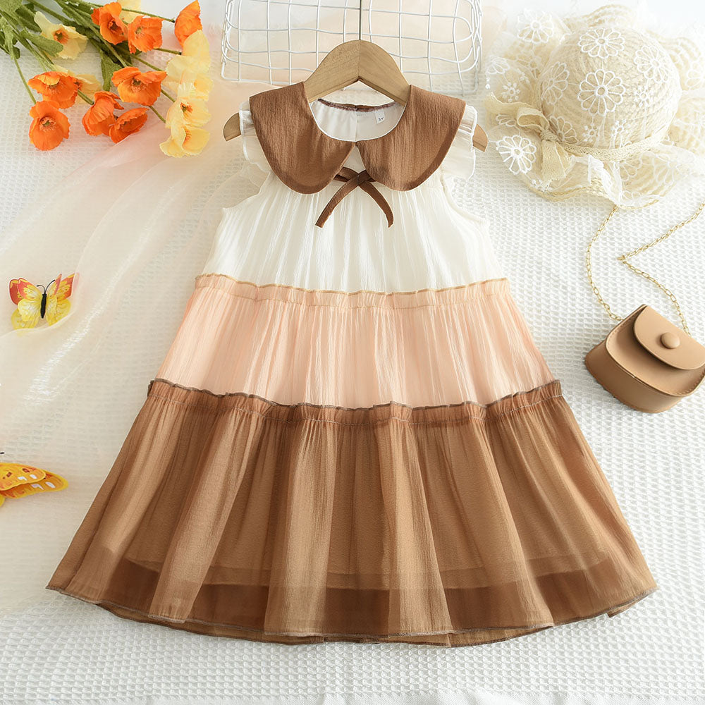 Girls' Contrast Colors Mesh Dress