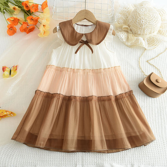 Girls' Contrast Colors Mesh Dress