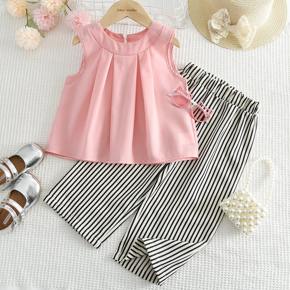 Girls' Shirt+Stripe Pant 2PCS Set