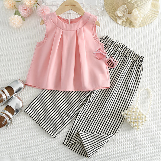 Girls' Shirt+Stripe Pant 2PCS Set