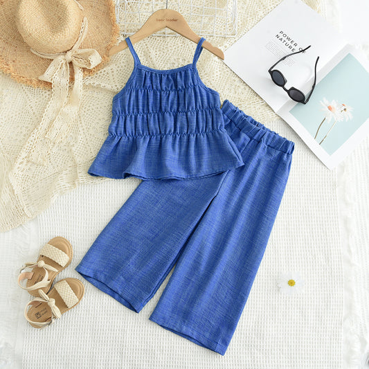 Girls' Halter Top+Pant Casual Vacation Set