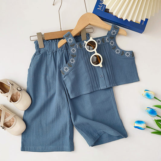 Girls' embroidery cotton set