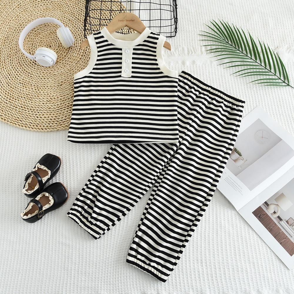 Girls' Striped Comfortable Casual Set