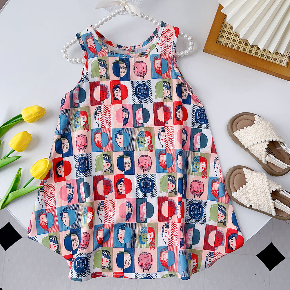 Girls' Cartoon Printing Unique Art Dress
