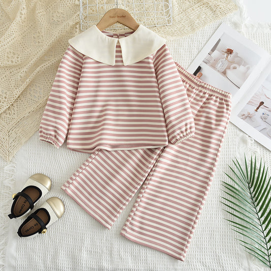 Girls' Stripes Cute Casual Set