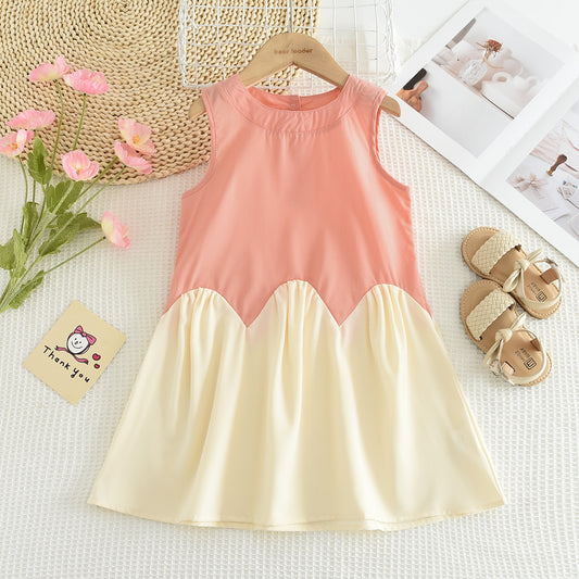 Girls' Patchwork Casual Dress